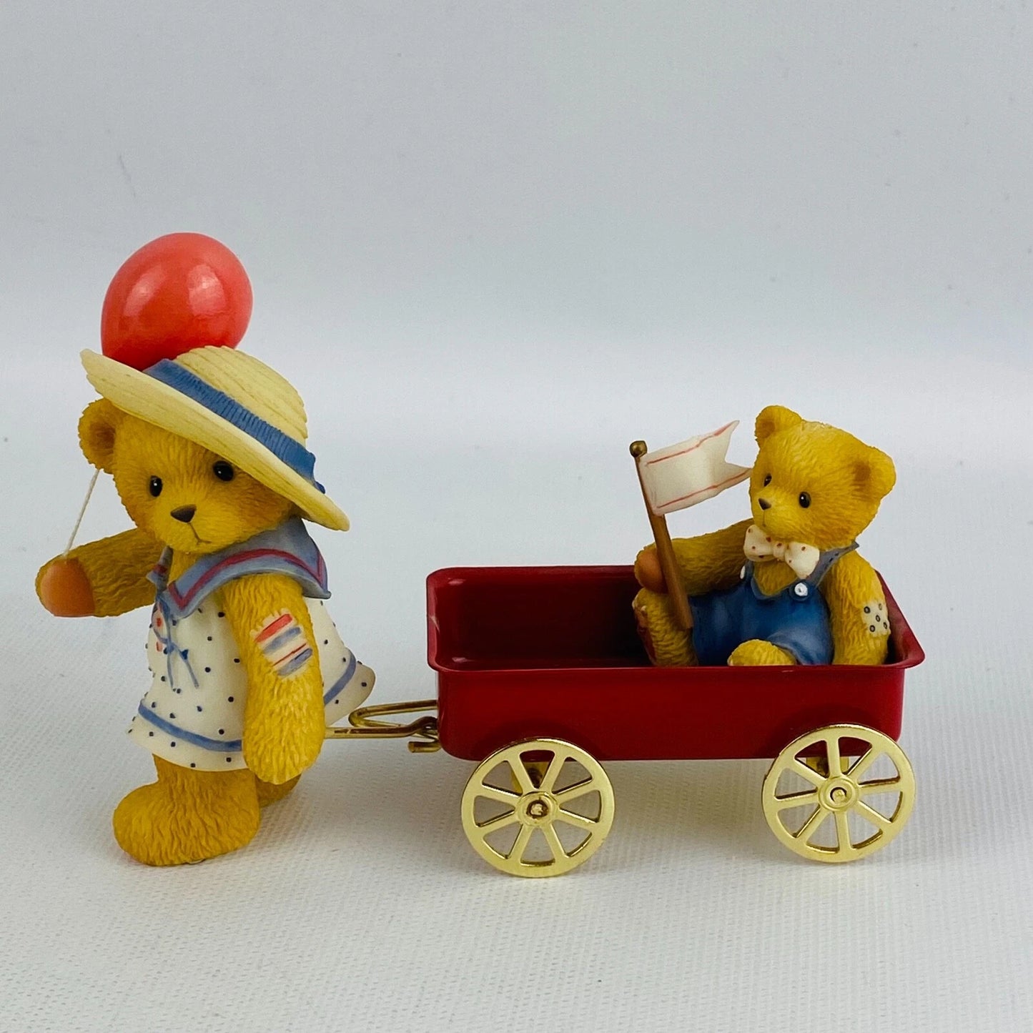 Cherished Teddies Letty Figurine CT993 Red Wagon 1999 Membears Only image 0