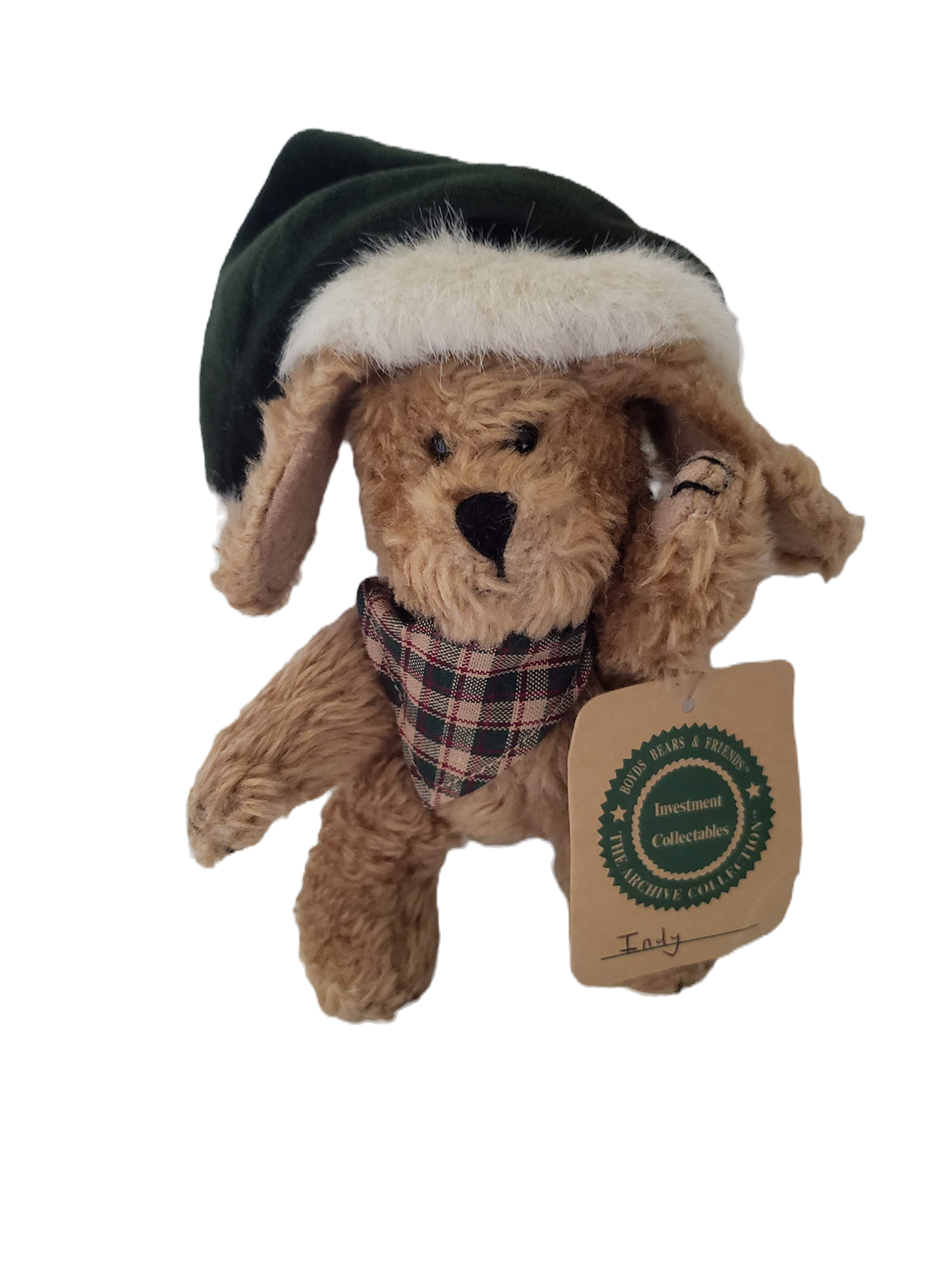Boyd's Bear Plush Indy in Green Santa Hat Archive Collection 9175710 image 0
