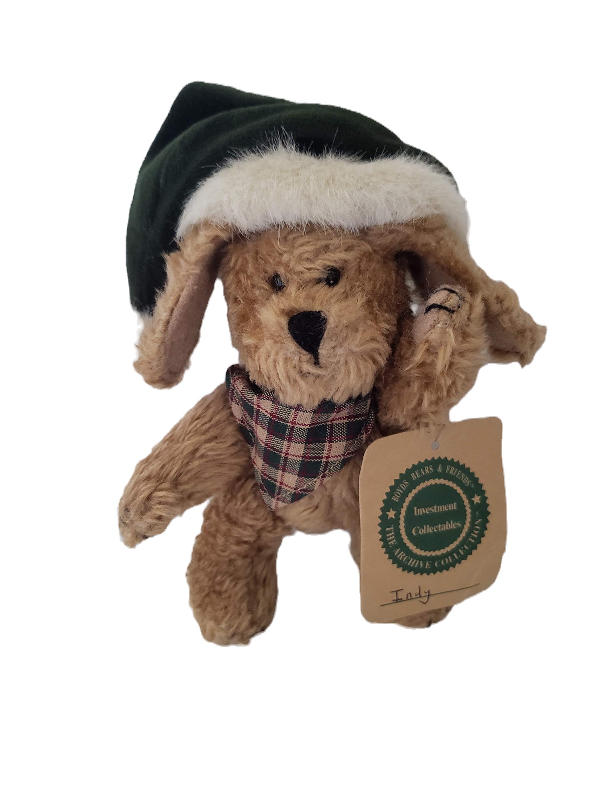 Boyd's Bear Plush Indy in Green Santa Hat Archive Collection 9175710 image 0