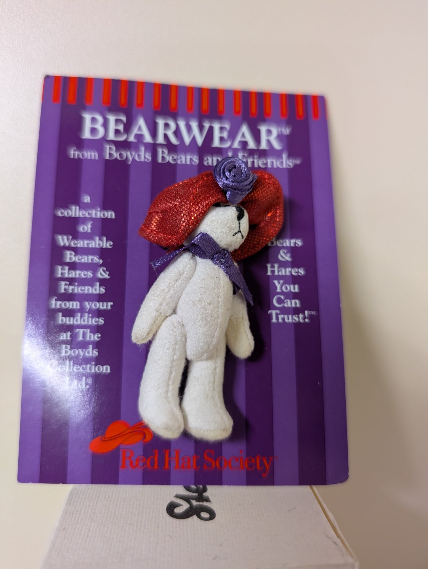 Boyds Pin Bearwear Red Hat Society  Fabric Pin  914005 image 3