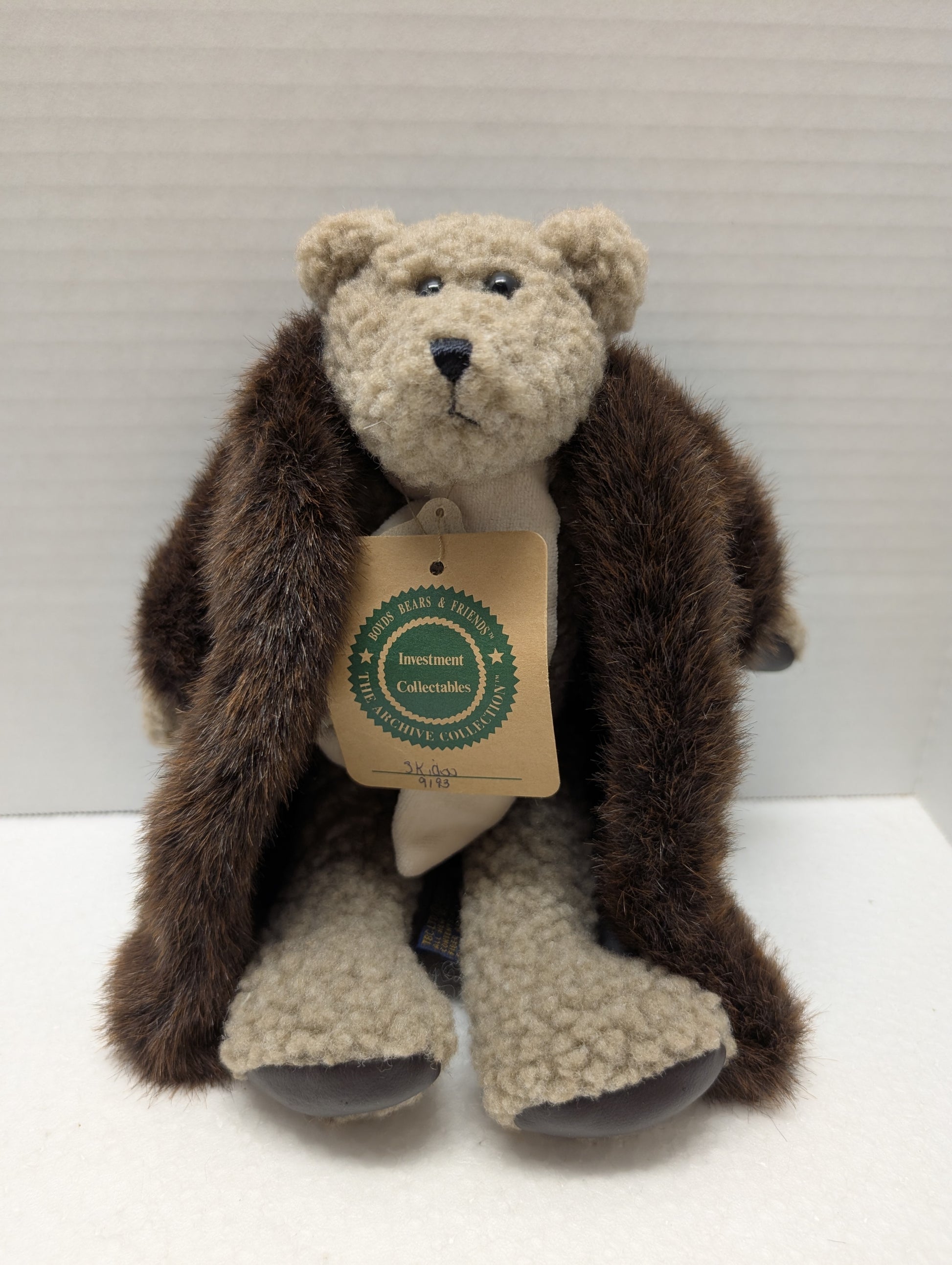 Boyds Bear Plush Skidoo with fur coat  1992 10"  9193 image 0