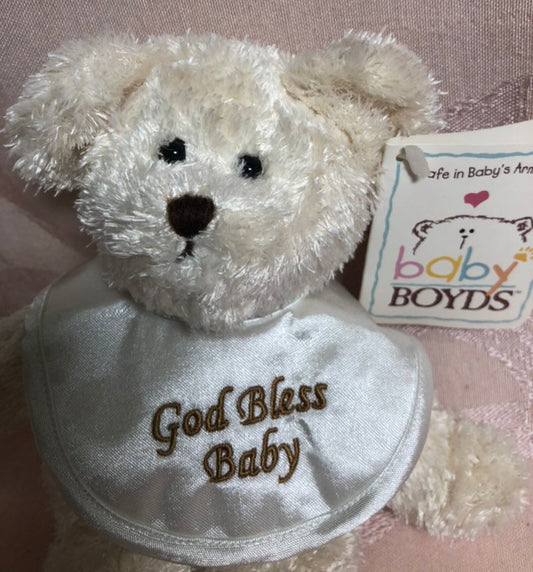 Boyds Bear Plush  Baby Bearjoy w bib God Bless Baby  94814 image 0