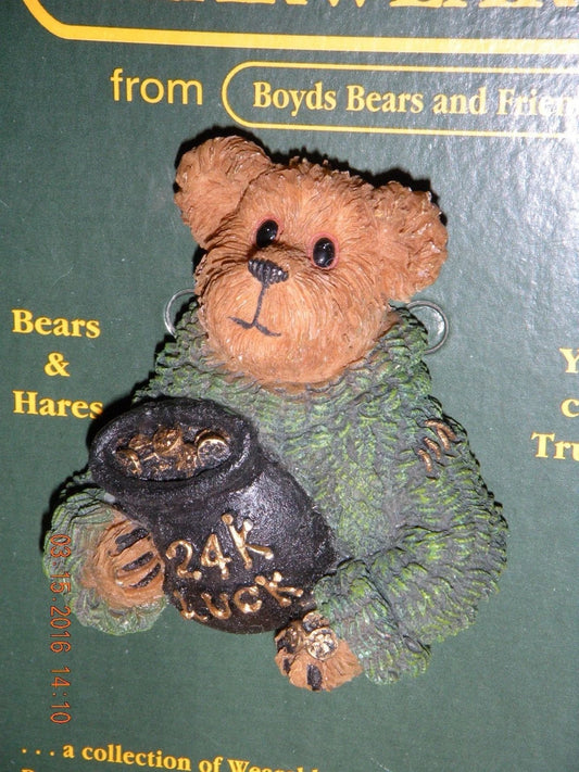 Boyds Pin Bearwear Lucky Liam  End of The Rainbow 26158 24K Luck image 0