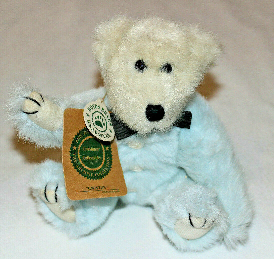 Boyds Bear Plush Gwinton Blue/beige  918910-06 image 0