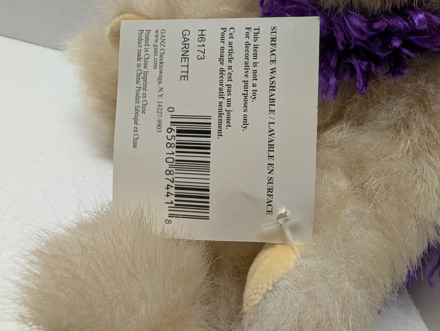 Ganz Garnette Red Hat Bear with Glasses and Purple Boa H6173 11" image 1