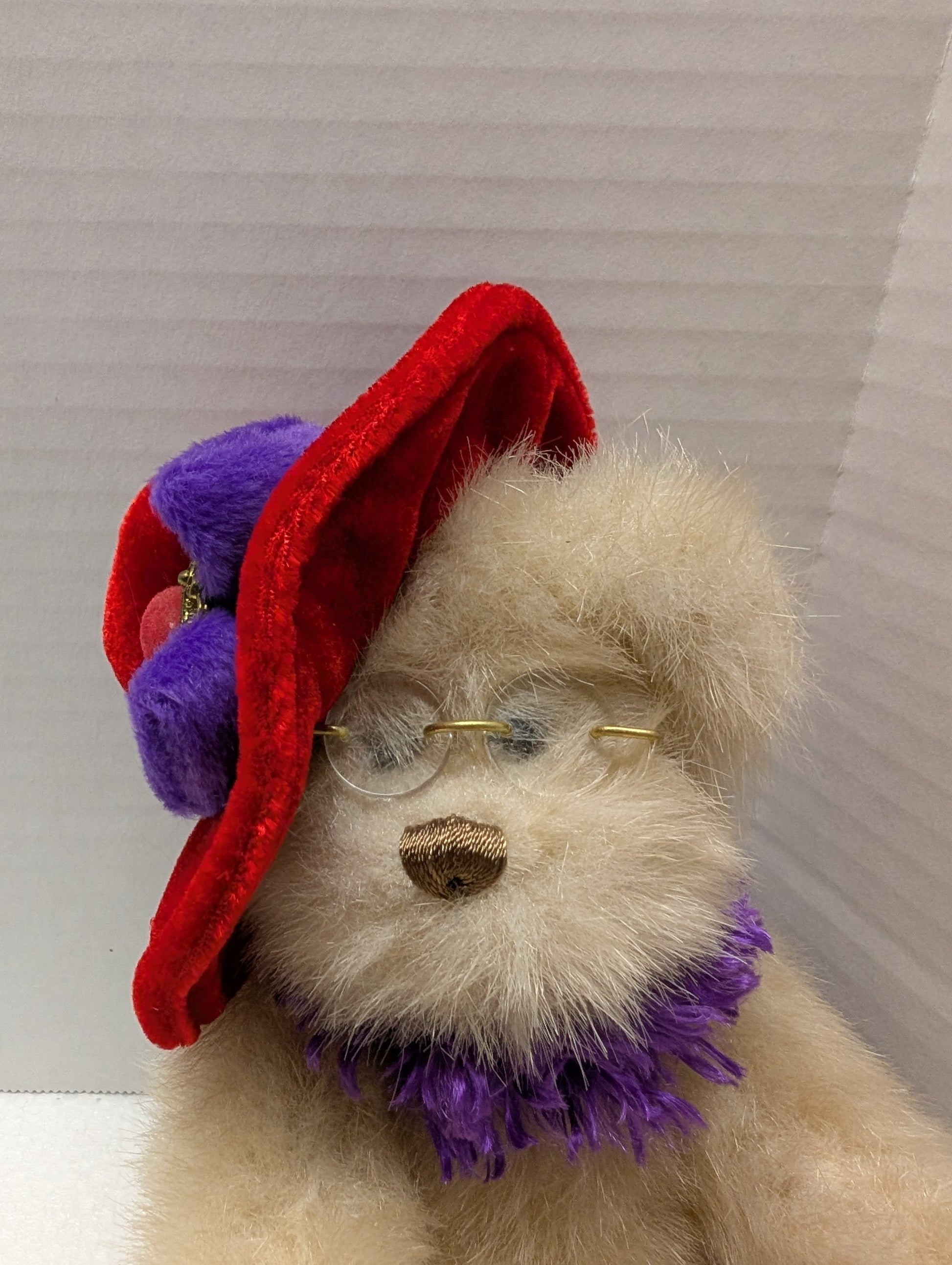 Ganz Garnette Red Hat Bear with Glasses and Purple Boa H6173 11" image 6