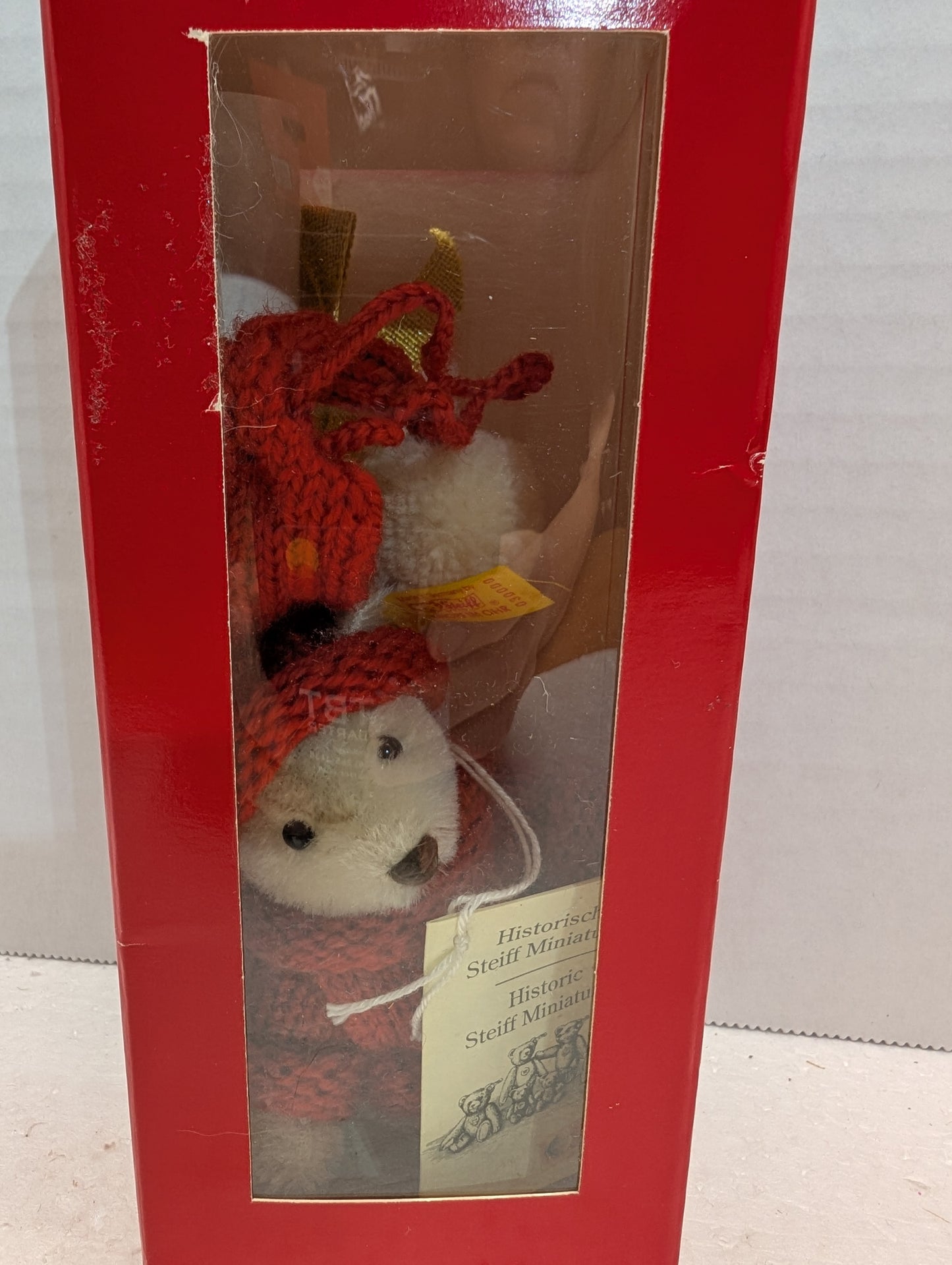 Steiff Tinsel 1994 Sweater Bear w. Hat Ornament Red  Box image 3