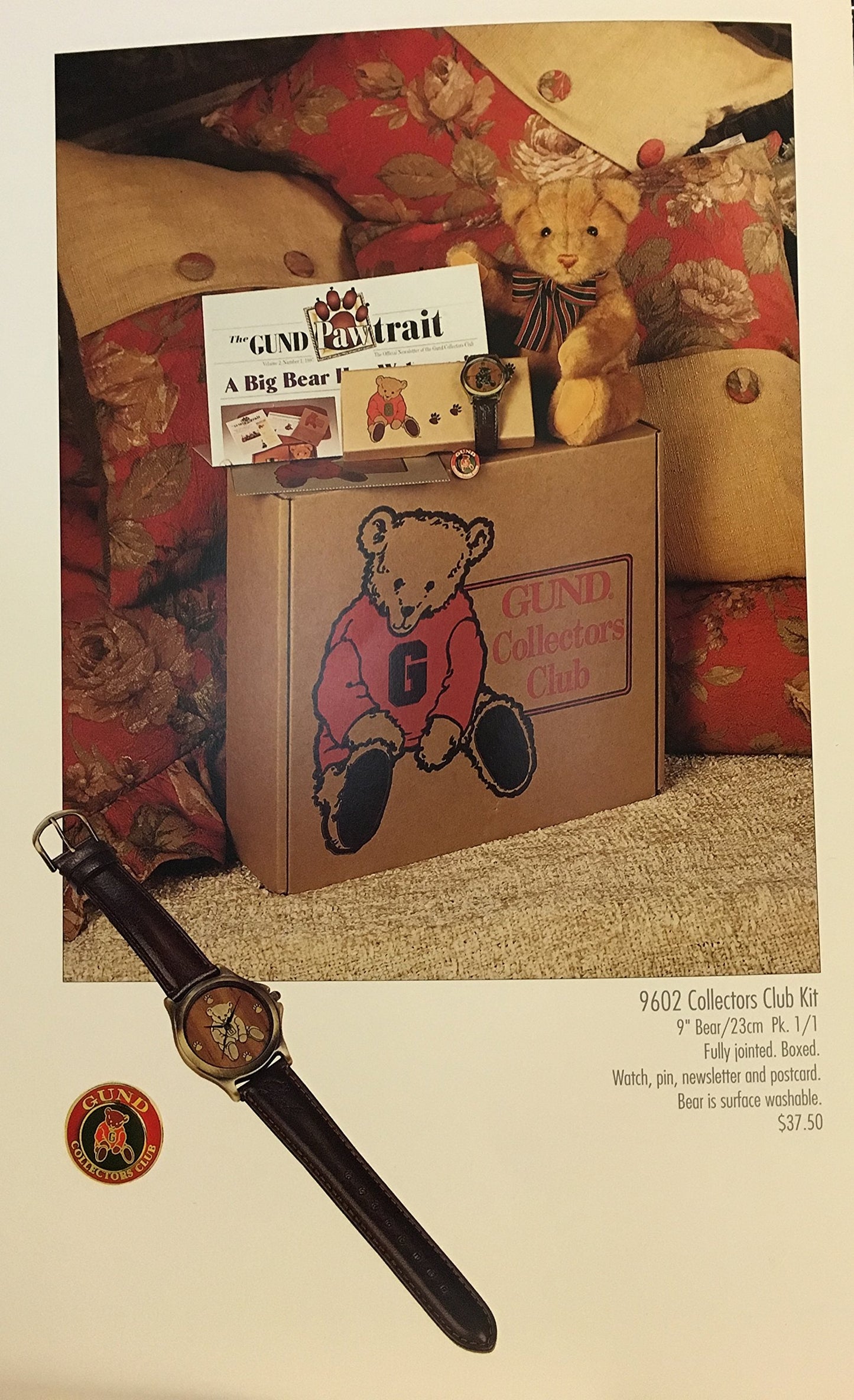 Gund Collectors Kit 1998 Club Bear and Watch #9602 image 1