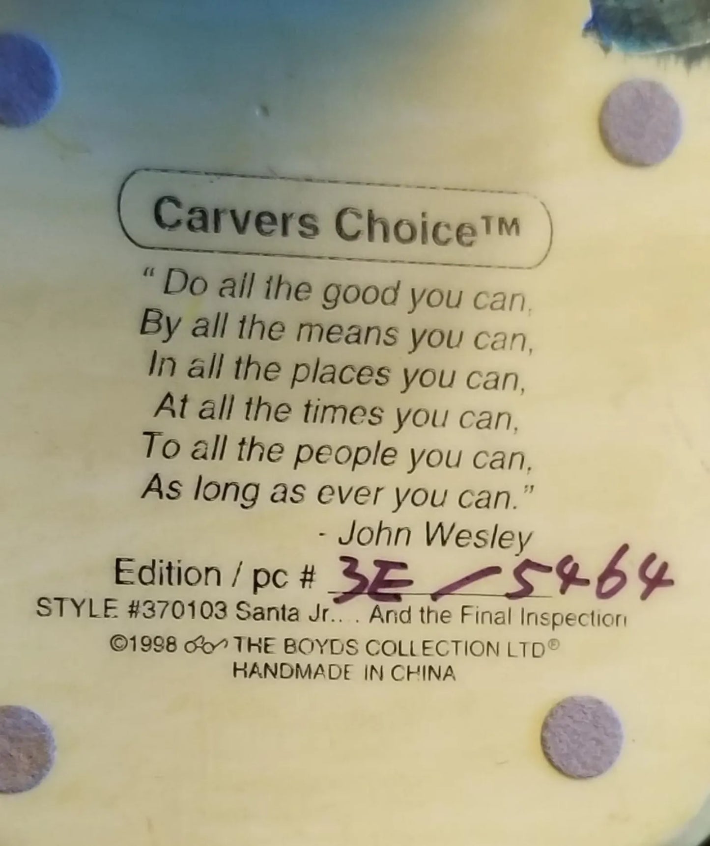 Boyds Carvers Choice Santa Jr...And The Final Inspection #370103 image 3