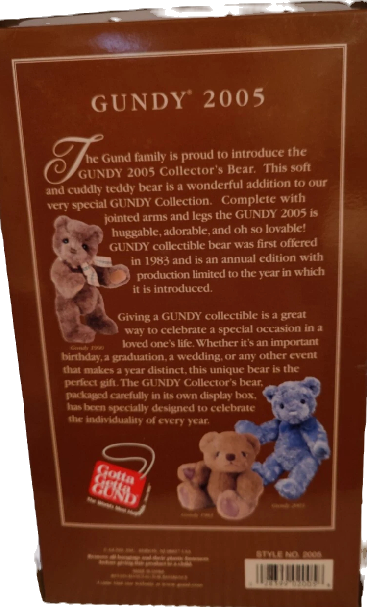 Gund GUNDY Boxed Bear 2005 Collector's Bear image 1
