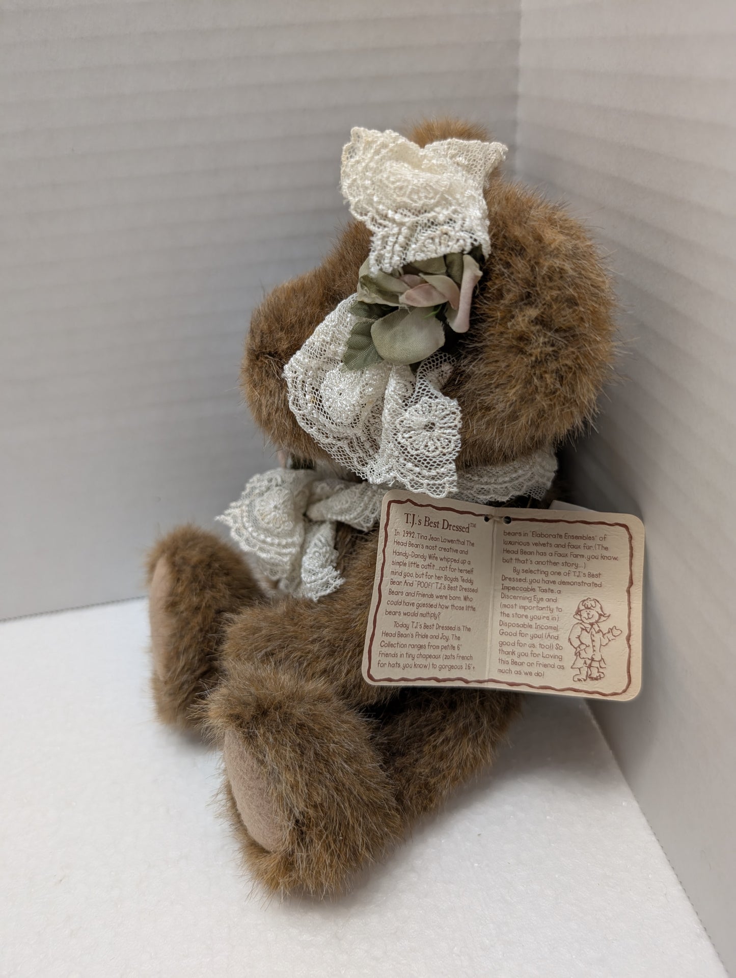 Boyds Bear Plush  Dorothea Laceley  Lace scarf & bow Rose  918345 image 1