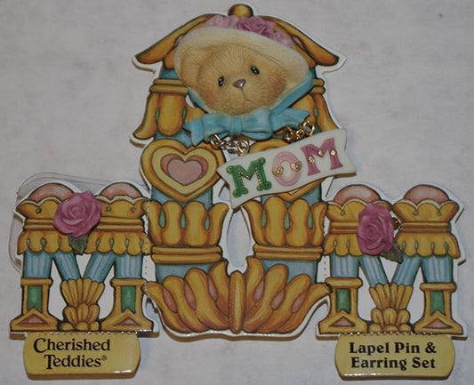 Cherished Teddies  Mom Lapel Pin & Earring Set #303070 image 0