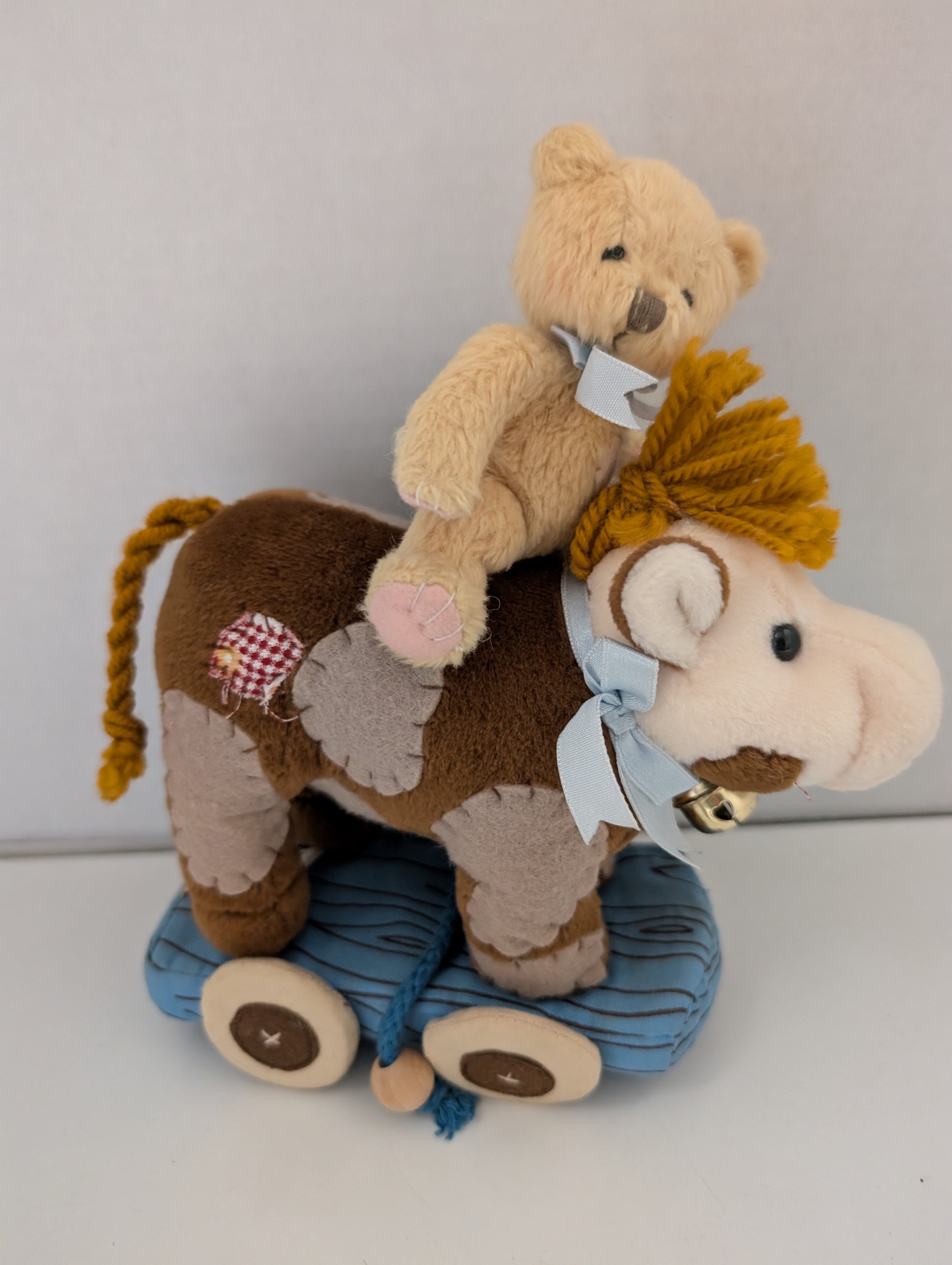Cherished Teddies Bear Antique Toy Cow plush pull a log 662259 image 5