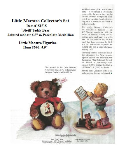 Steiff & Goebel Collectors Set Hummel Little Maestro Collector's Set 151515 image 1