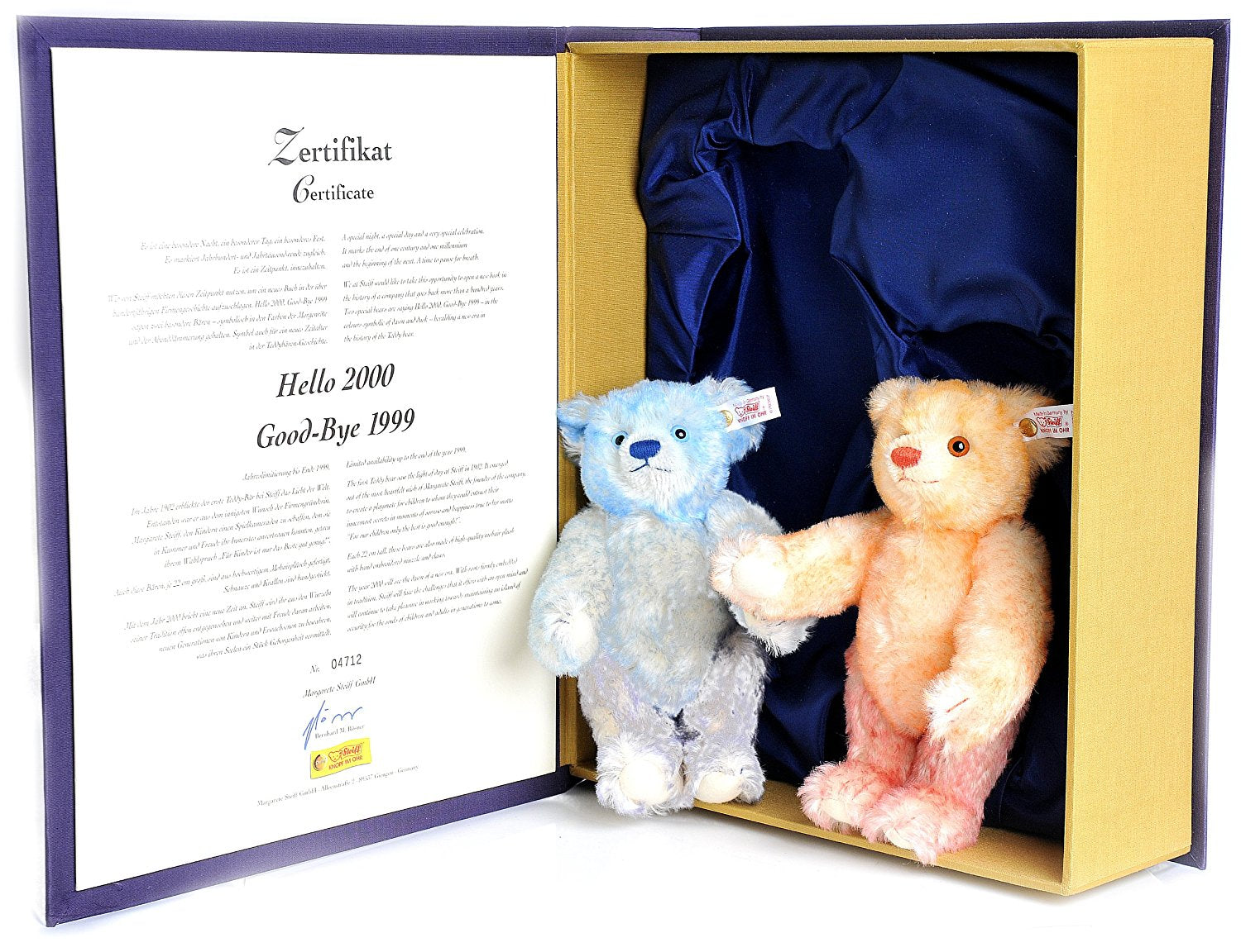 Steiff Hello Goodbye Bear. Hello 2000 GoodBye 1999 670367 image 0