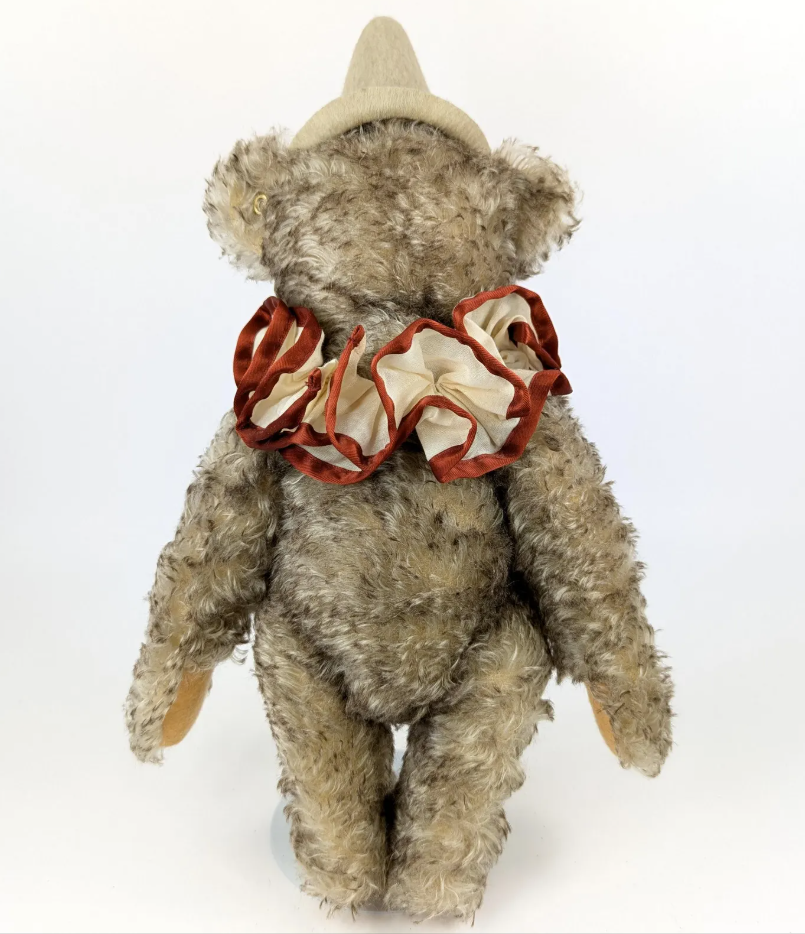 Steiff Teddy Clown Replica 1926 32 cm Brown Tipped Mohair with clown hat and Ruffled Collar