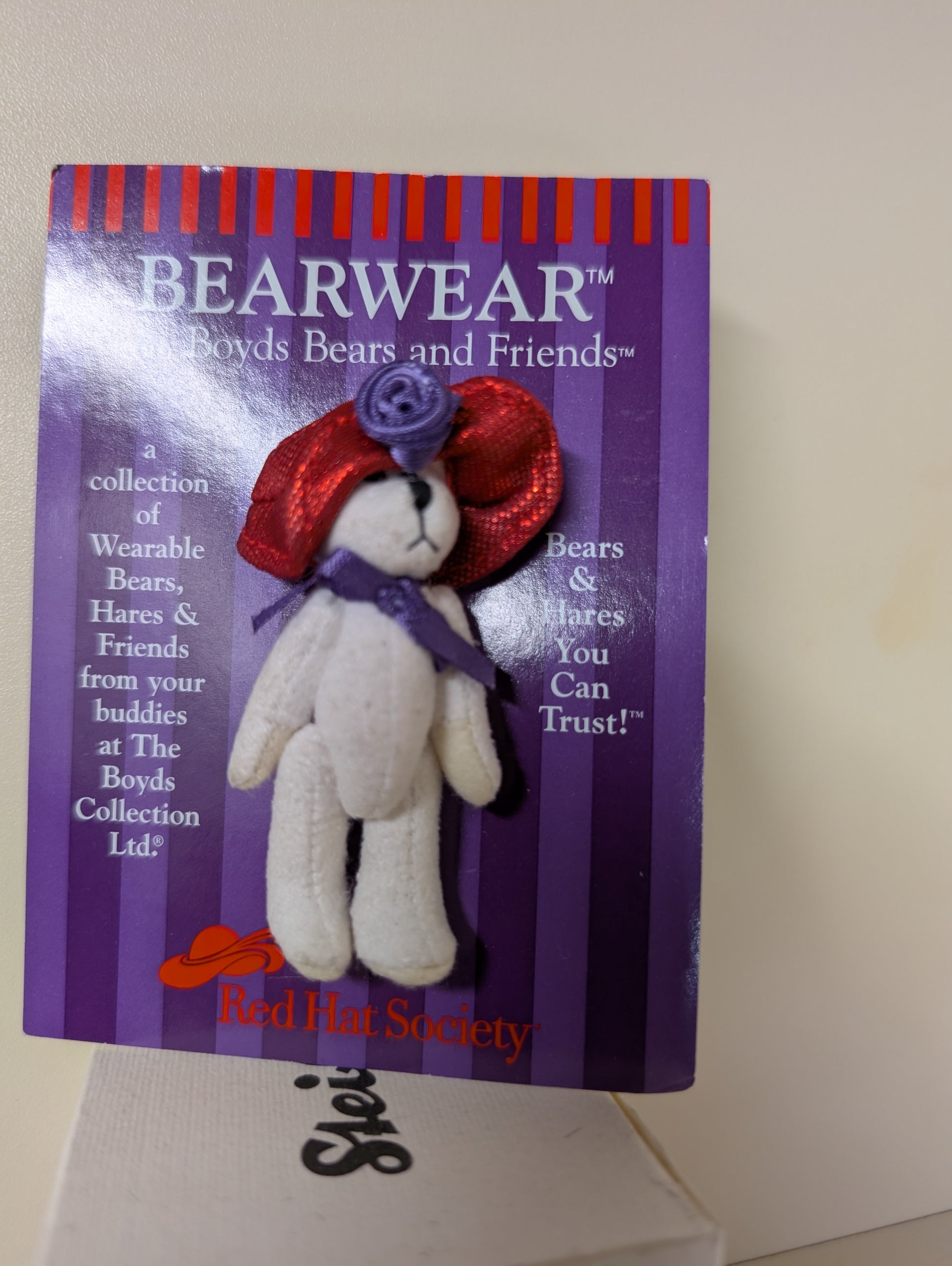 Boyds Pin Bearwear Red Hat Society  Fabric Pin  914005 image 2