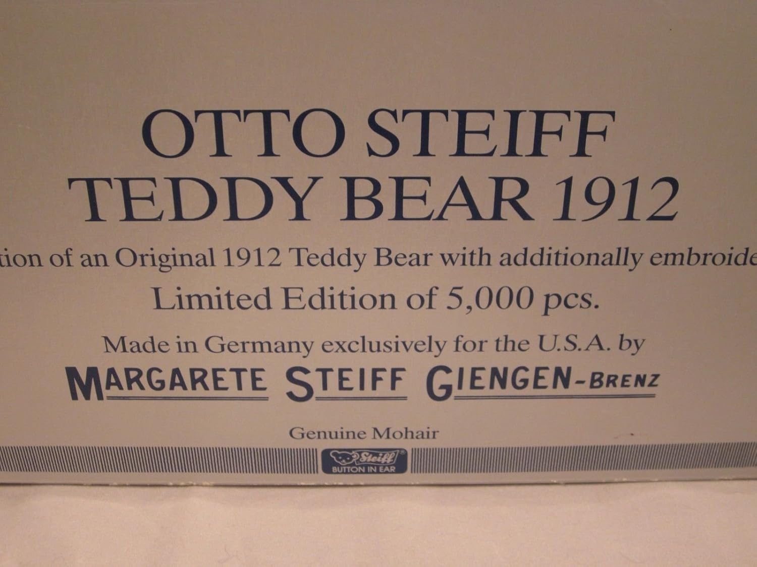 Steiff Otto Teddybaer Replica 1912 Ltd Ed 5000 EAN 406744 USA Exclusive image 3