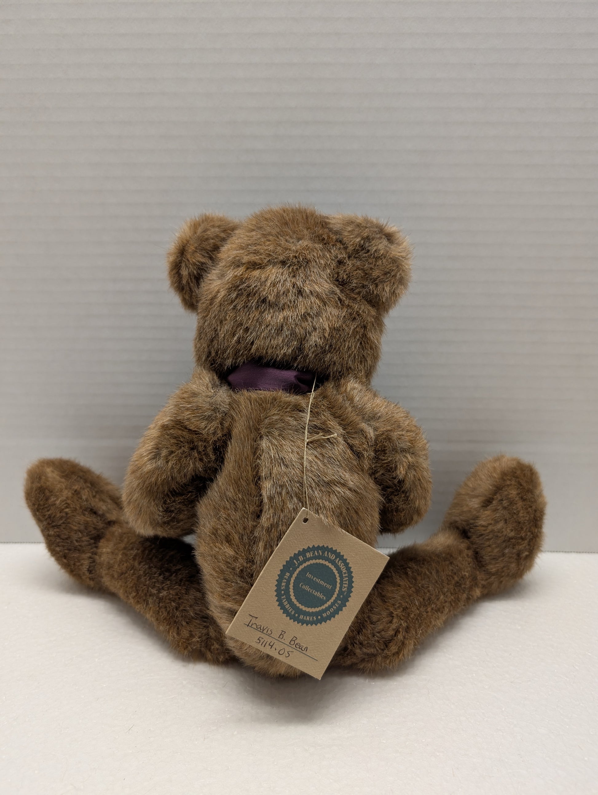 Boyds Bear Plush Travis B Bean with Burgundy Ribbon  5114-05 image 2