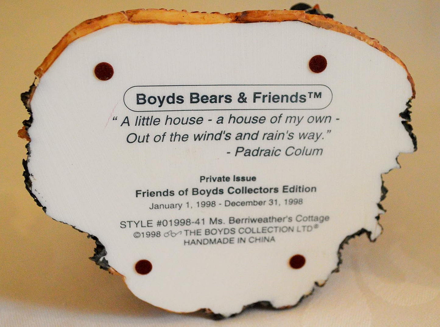 Boyds Bear Resin Ms. Berriweather's Cottage F. o. B Member Figurine 01998-41 image 3