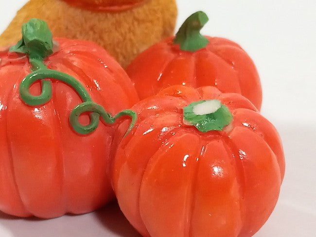 Cherished Teddies 1996 Mini Figurine Set of 3 A Pumpkin, Cornstalk, and a�Scarec image 7
