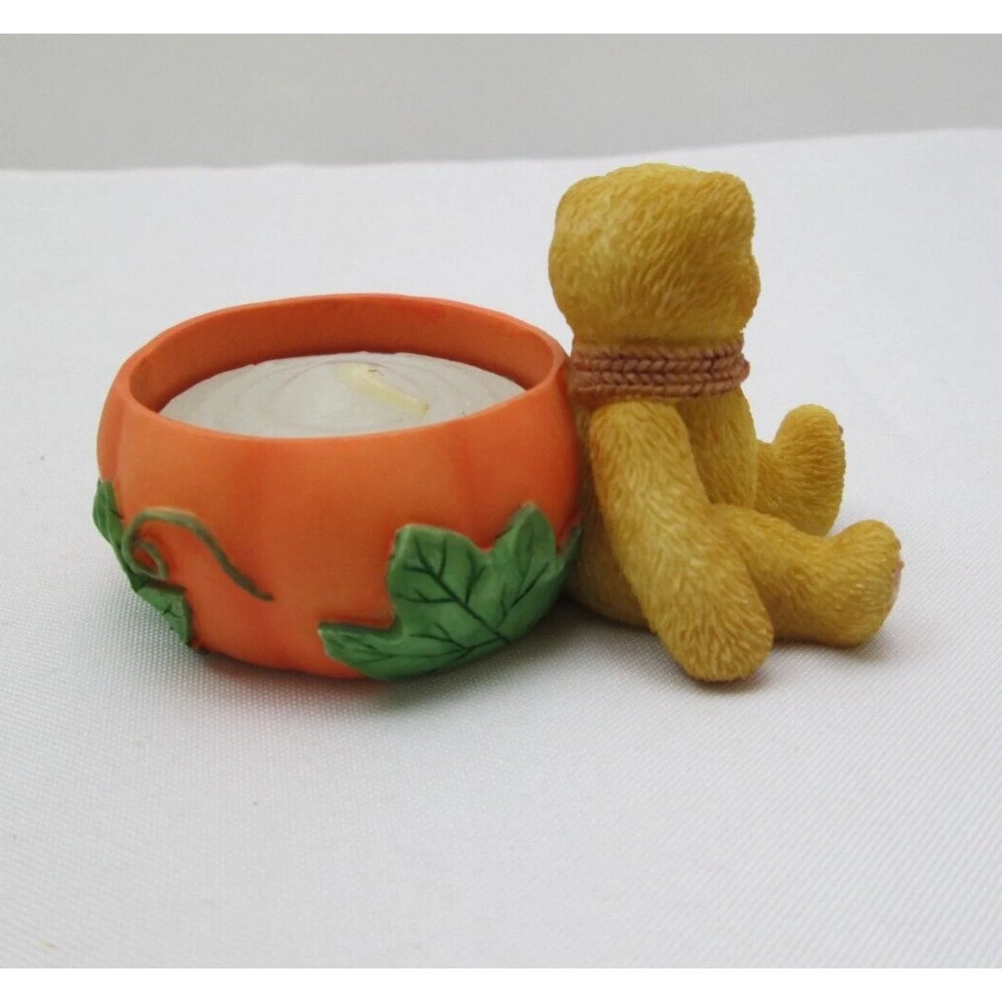 Cherished Teddies Bear Figurine 1998 Pumpkin Tealight Holder # 470333 image 6