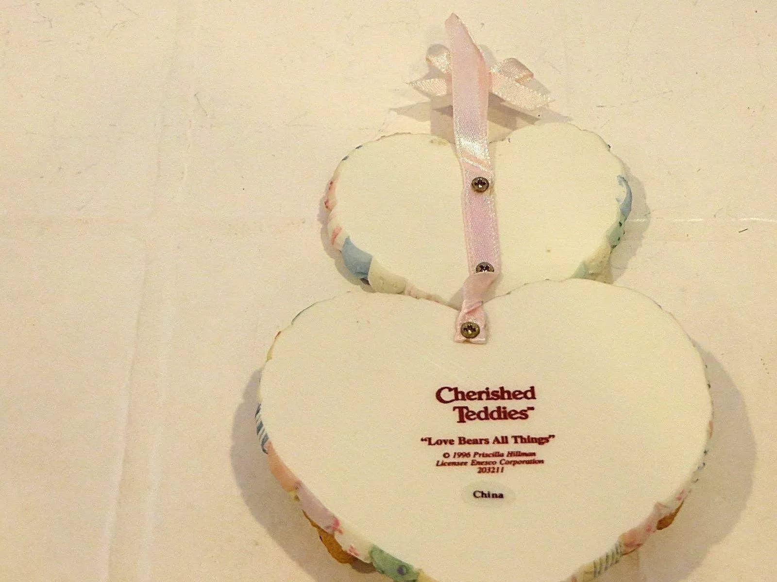 Cherished Teddies Love Bears All Things Hanging Wall Plaque Double Heart 203211 image 4