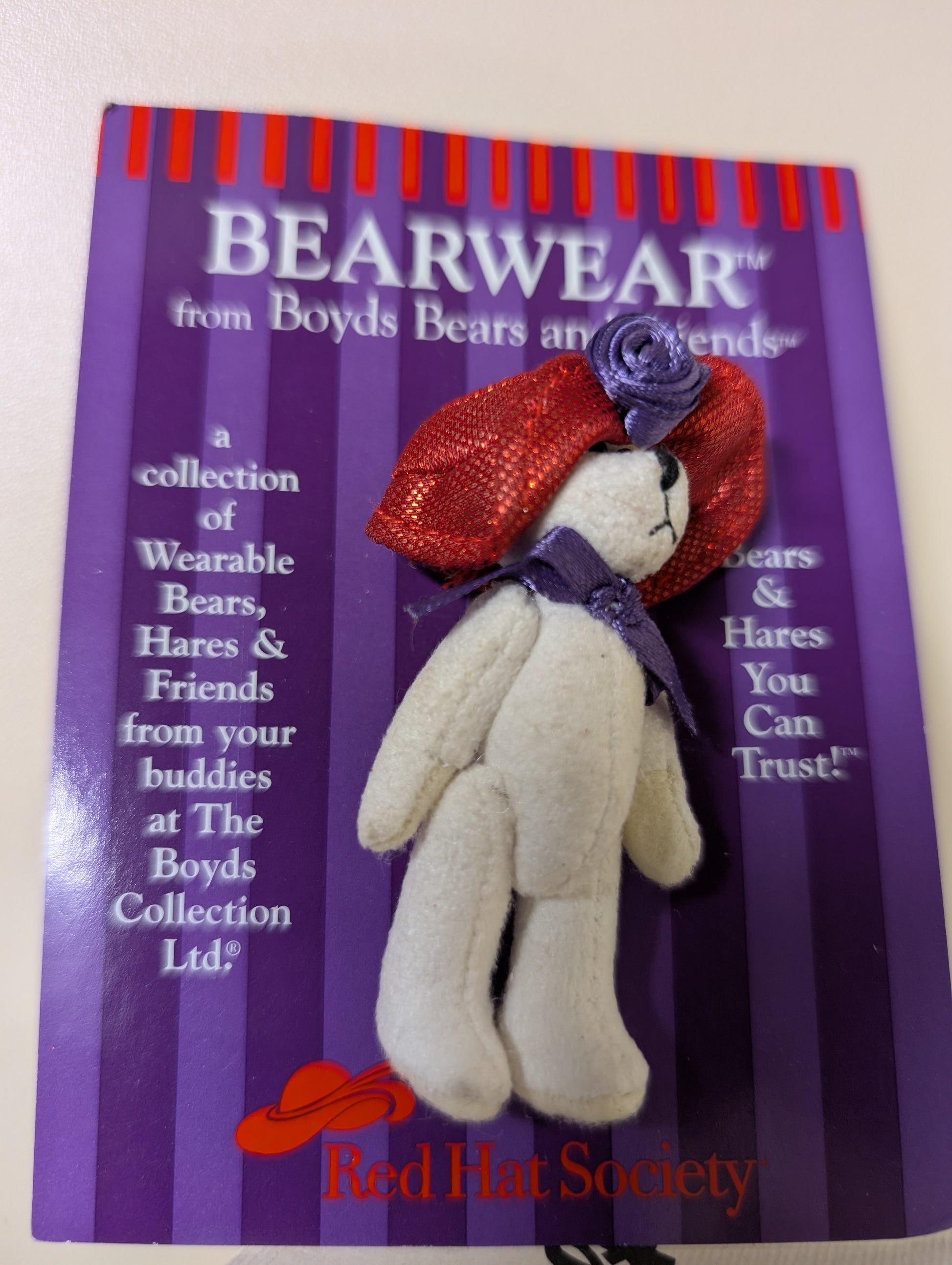 Boyds Pin Bearwear Red Hat Society  Fabric Pin  914005 image 4