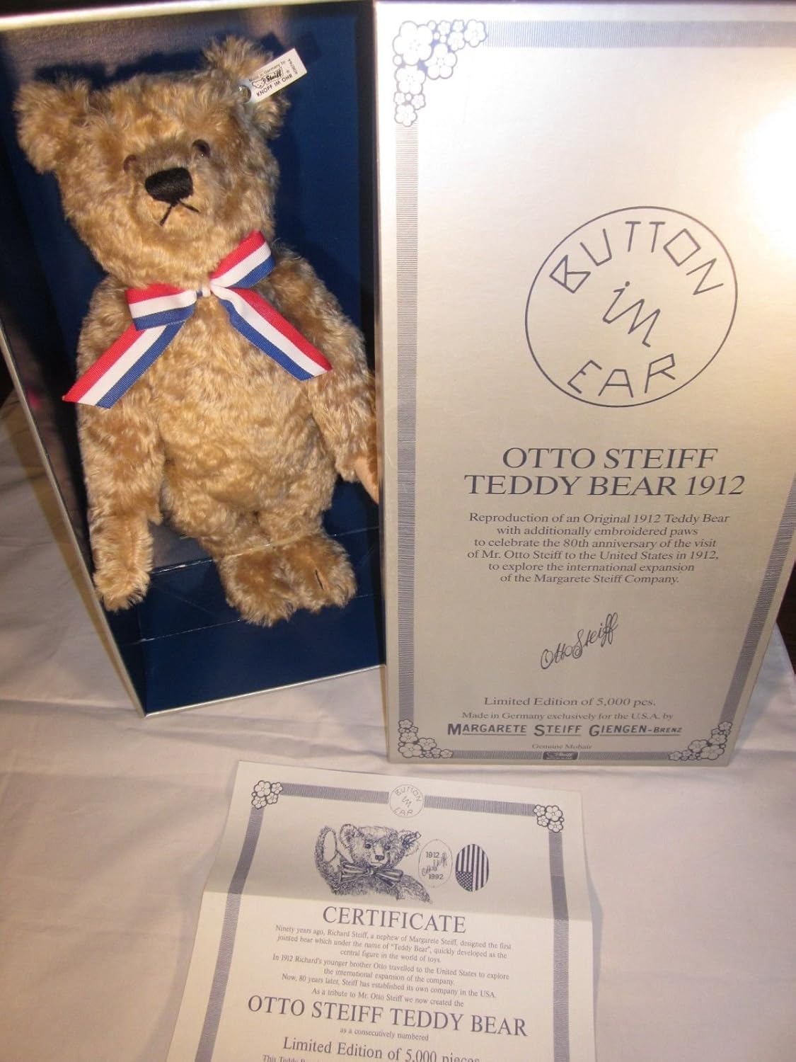 Steiff Otto Teddybaer Replica 1912 Ltd Ed 5000 EAN 406744 USA Exclusive image 0