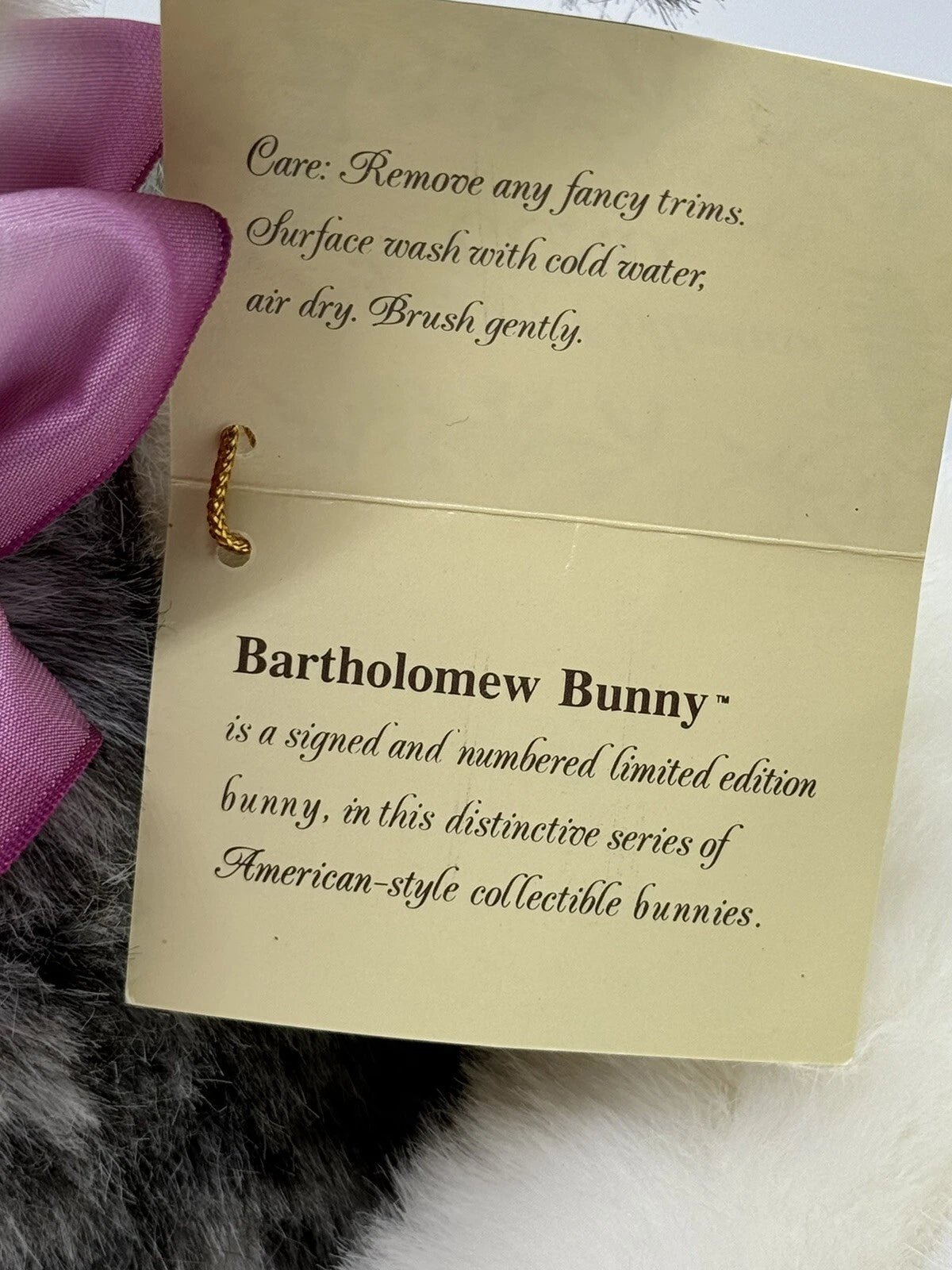 Gund Bartholomew Bunny #3596  Signed Limited Edition Rabbit image 5