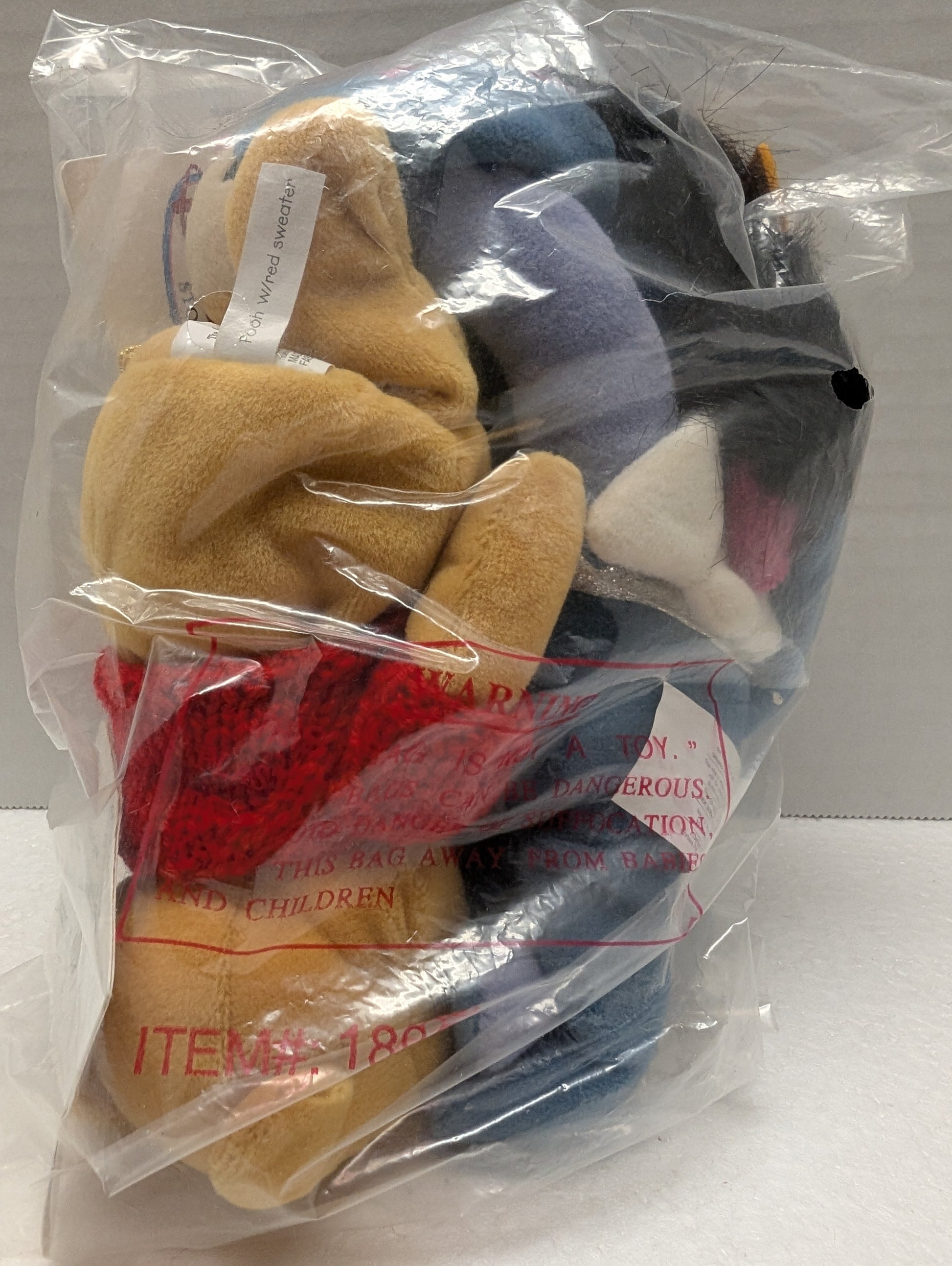 Disney Bean Bag Set Pooh with Red Sweater and Eeyore Cupid image 5