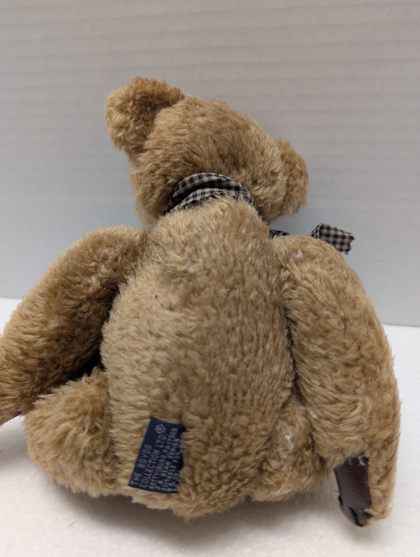 Boyds Bear Plush  Barnaby with leather like paw pads plaid rib 1994  5150-03 image 5