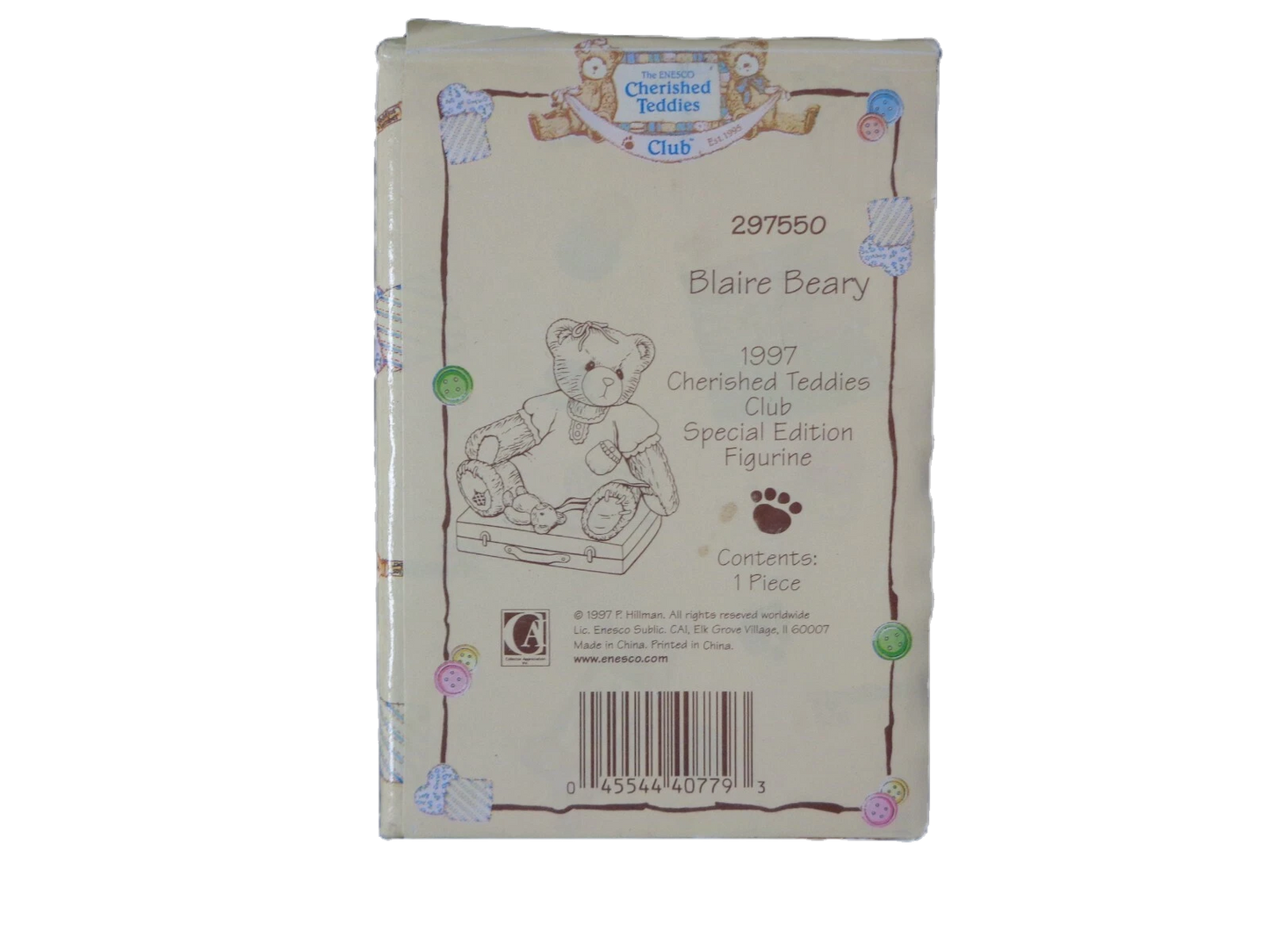 Cherished Teddies Blaire Beary #279550 Club 1997 Special Edition figurine image 2