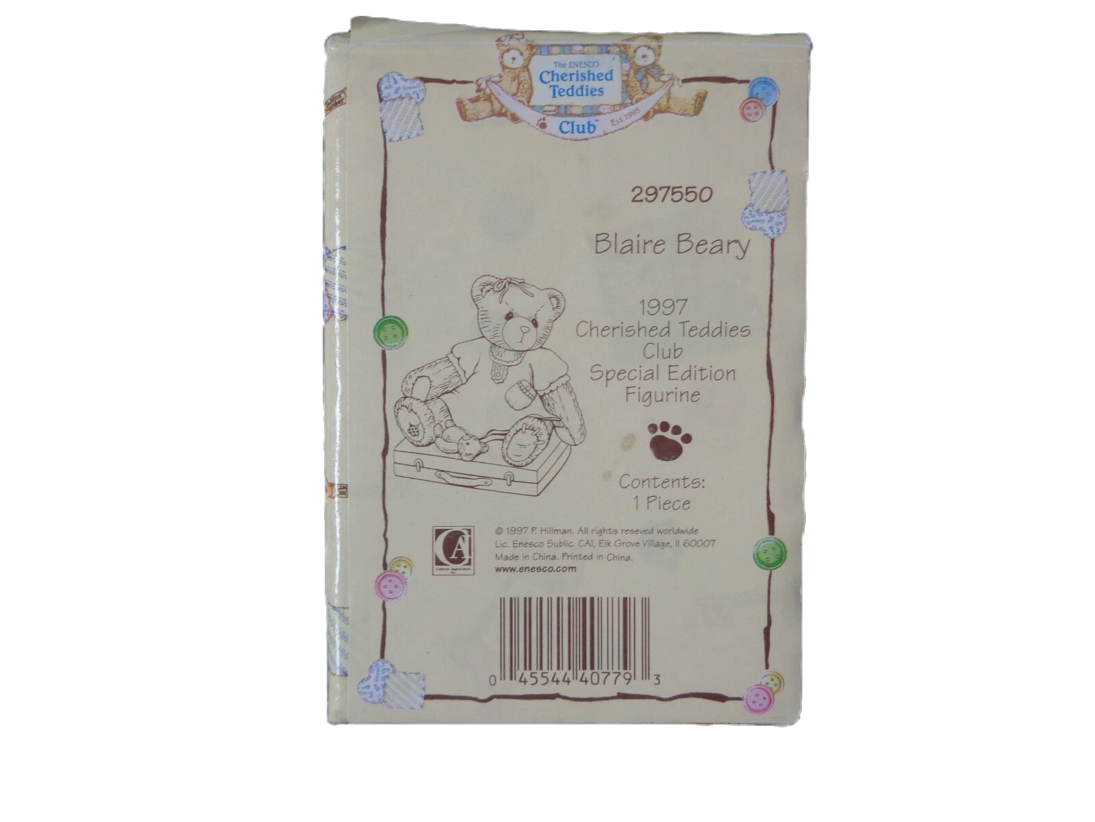 Cherished Teddies Blaire Beary #279550 Club 1997 Special Edition figurine image 2