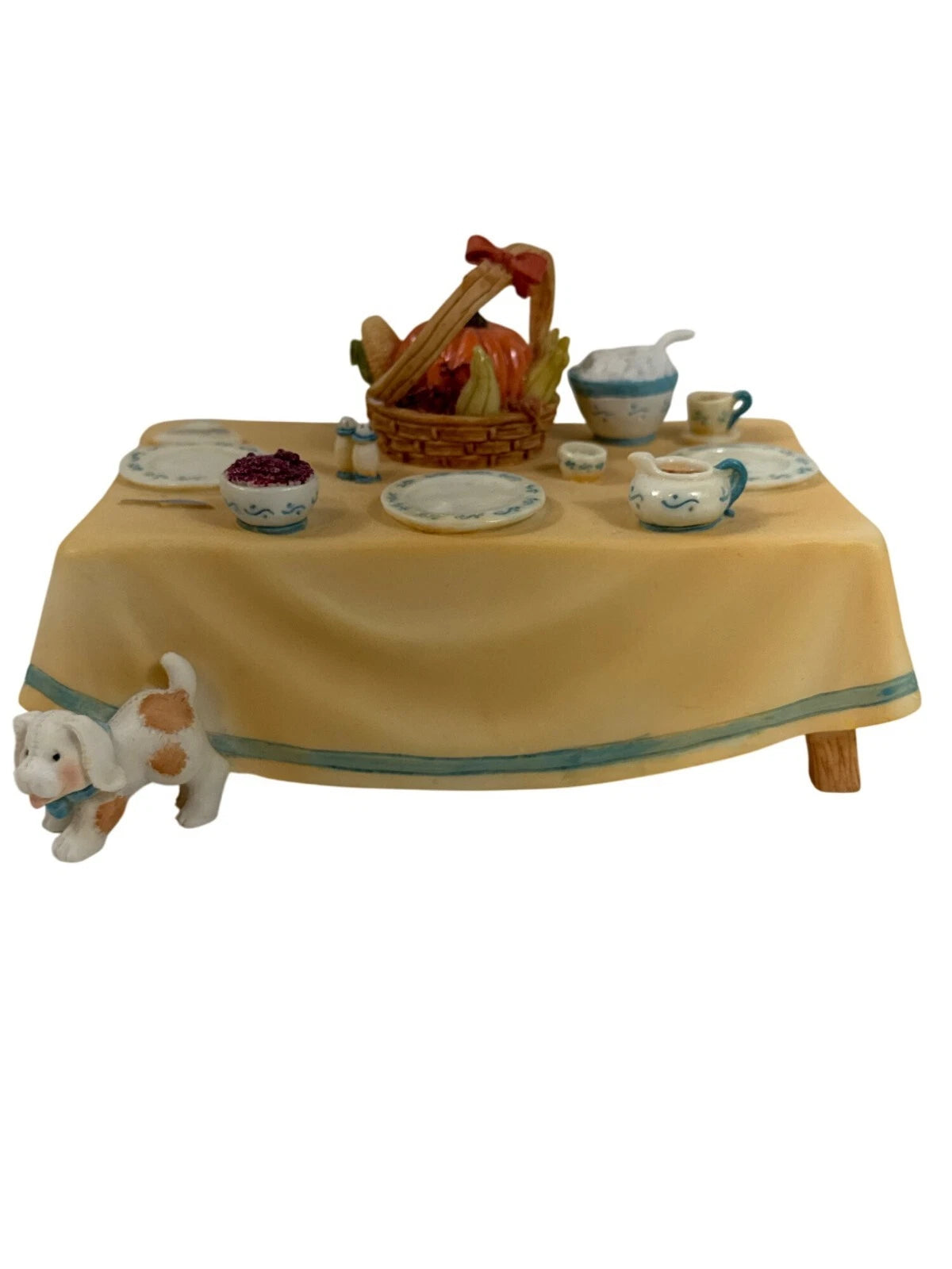 Cherished Teddies Thanksgiving Table Figurine With Dog # 141542. image 0