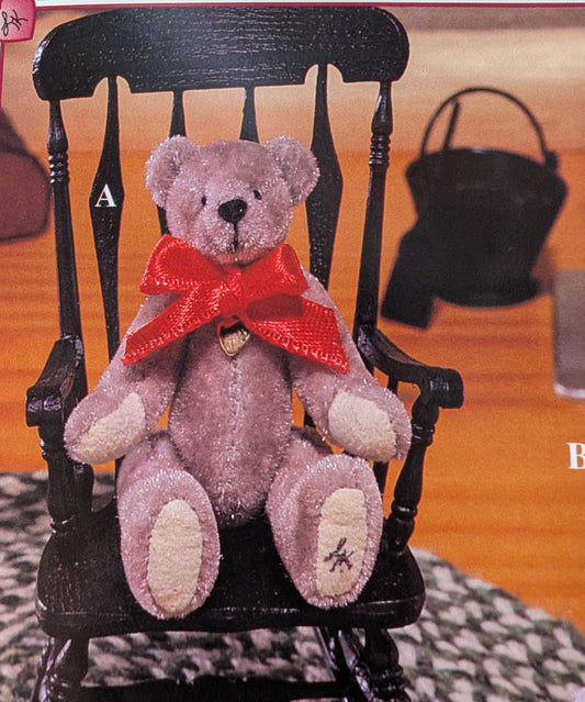 Ganz Cottage Miniatures Greg CC7212 3" Gray jointed Bear w.burgundy ribbon image 0