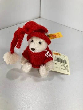 Steiff Tinsel 1994 Sweater Bear w. Hat Ornament Red  Box image 0