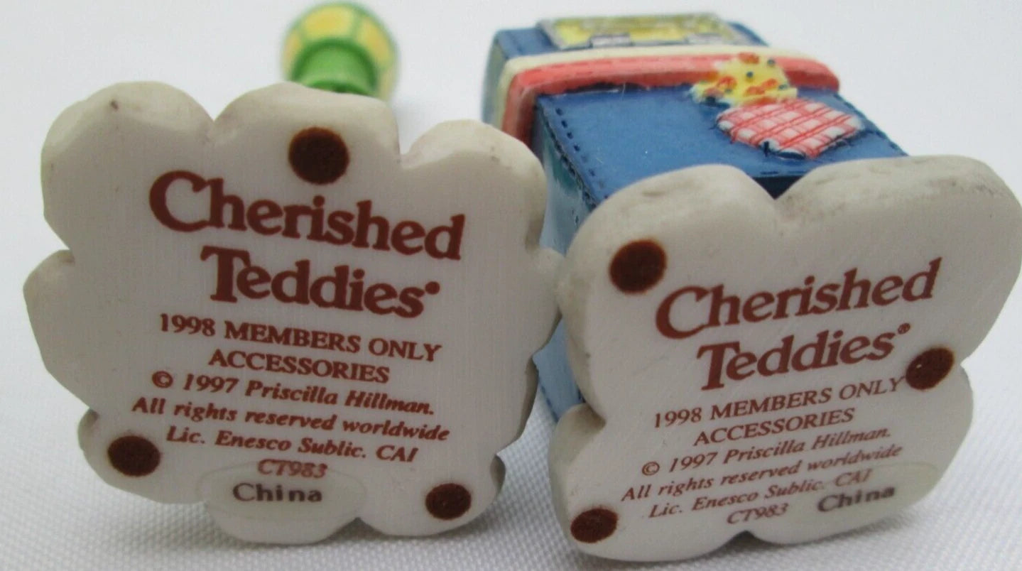 Cherished Teddies Members Only Accessories 1998 Mail Box, Lamp Post, Water Fount image 6