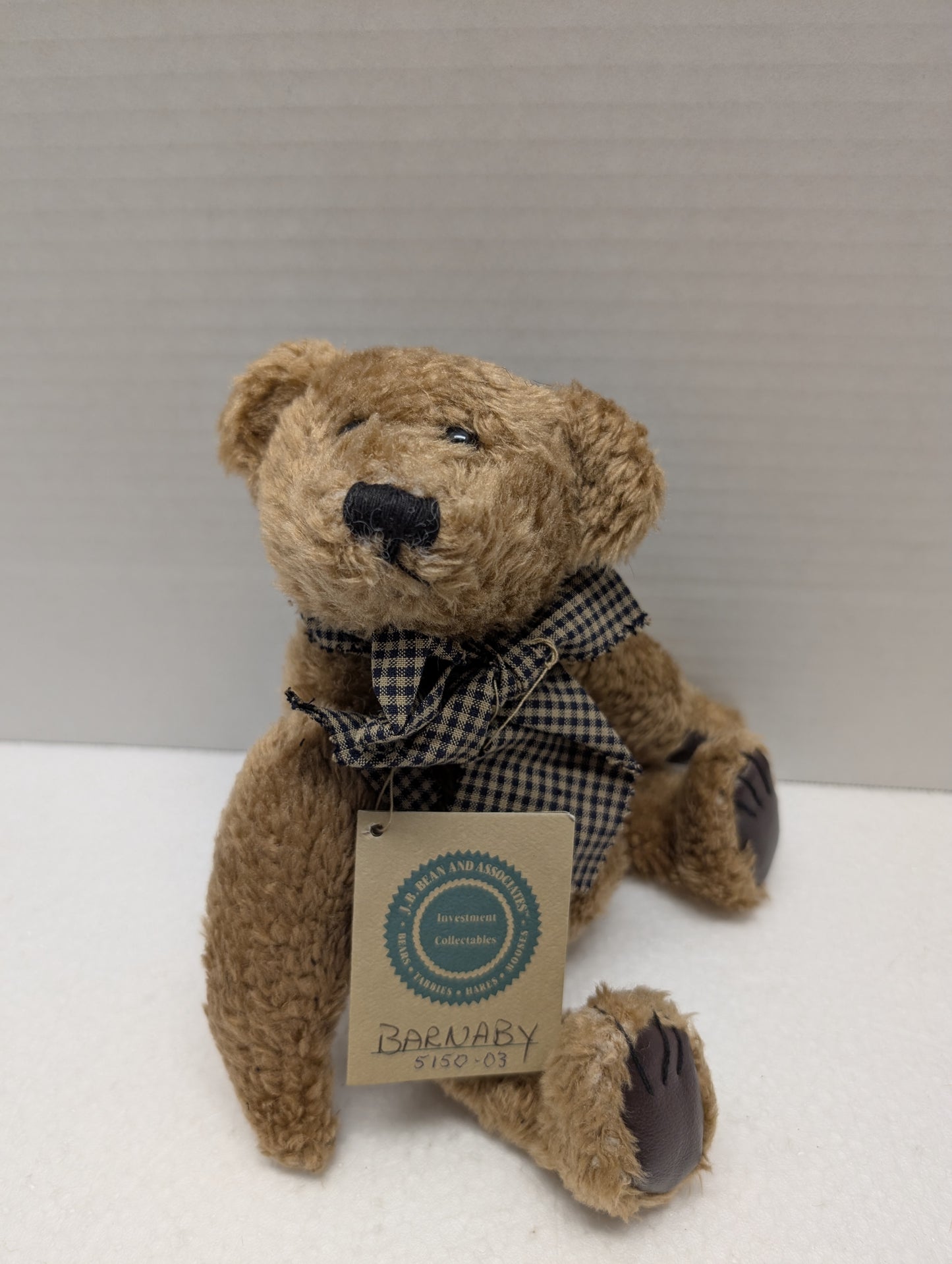 Boyds Bear Plush  Barnaby with leather like paw pads plaid rib 1994  5150-03 image 3