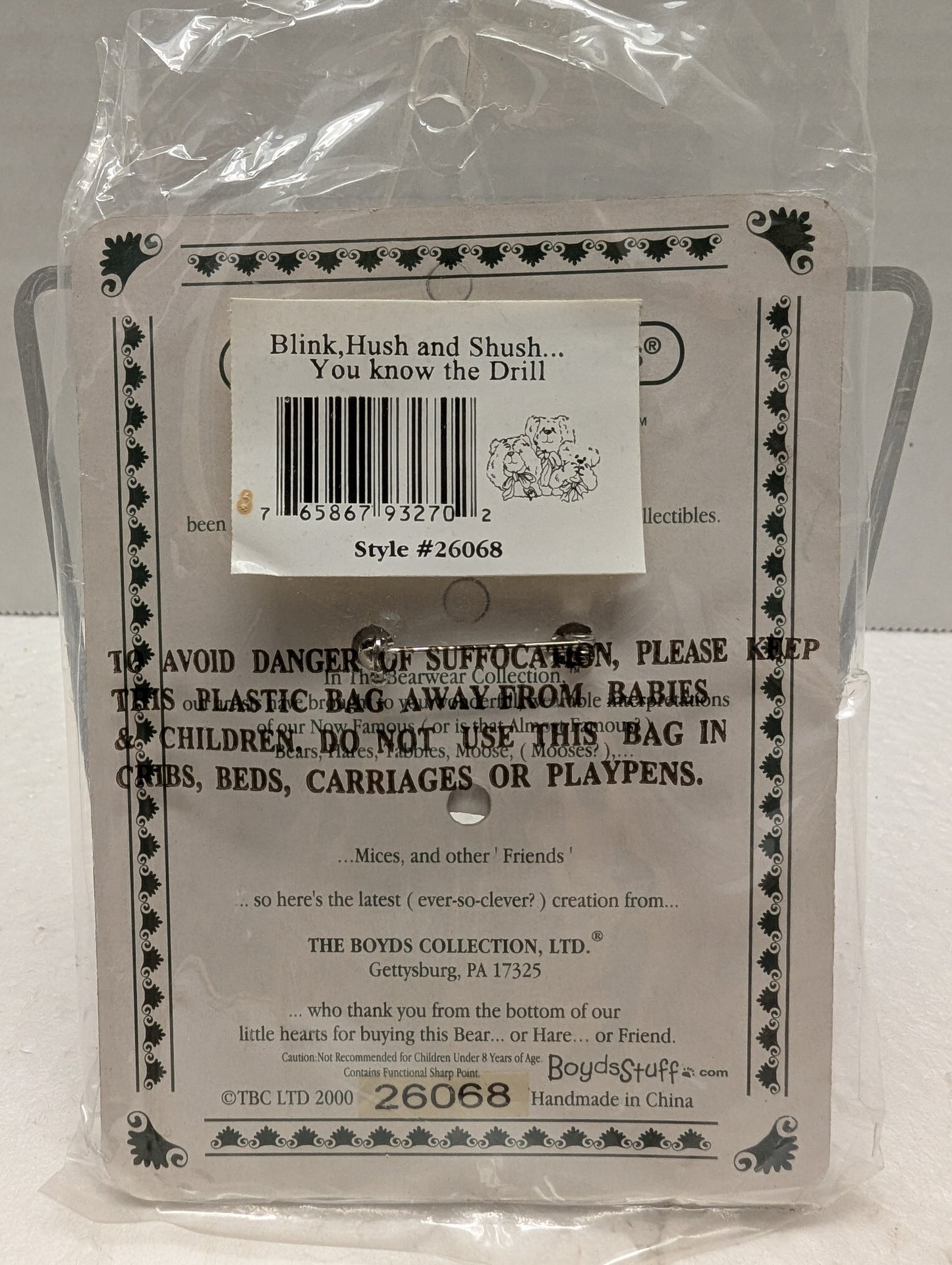 Boyds Pin Bearwear Pin Blink, Hush, and Shush  You know the Drill 26068 image 2
