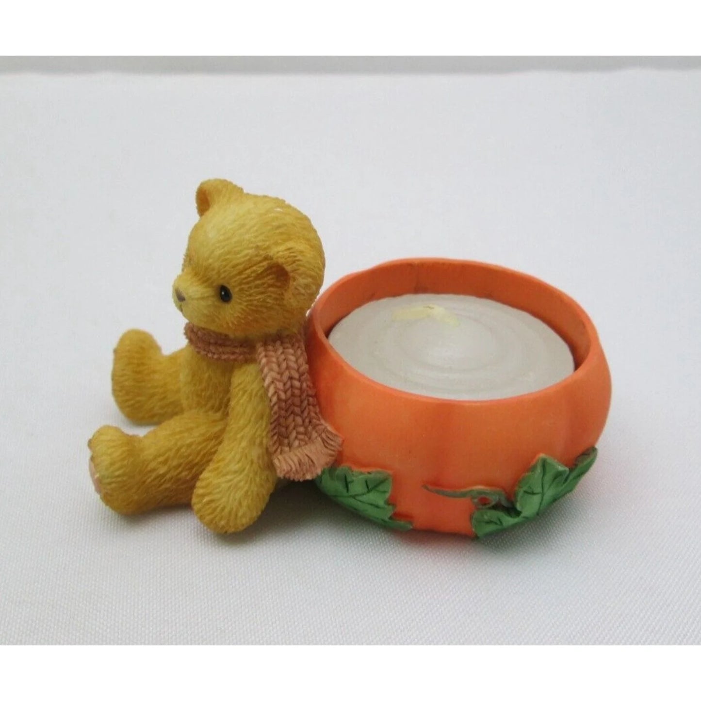 Cherished Teddies Bear Figurine 1998 Pumpkin Tealight Holder # 470333 image 2