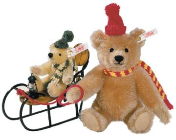 Steiff Weihnachsschlitten Teddies on a Snow Ride 2002 037979 image 0