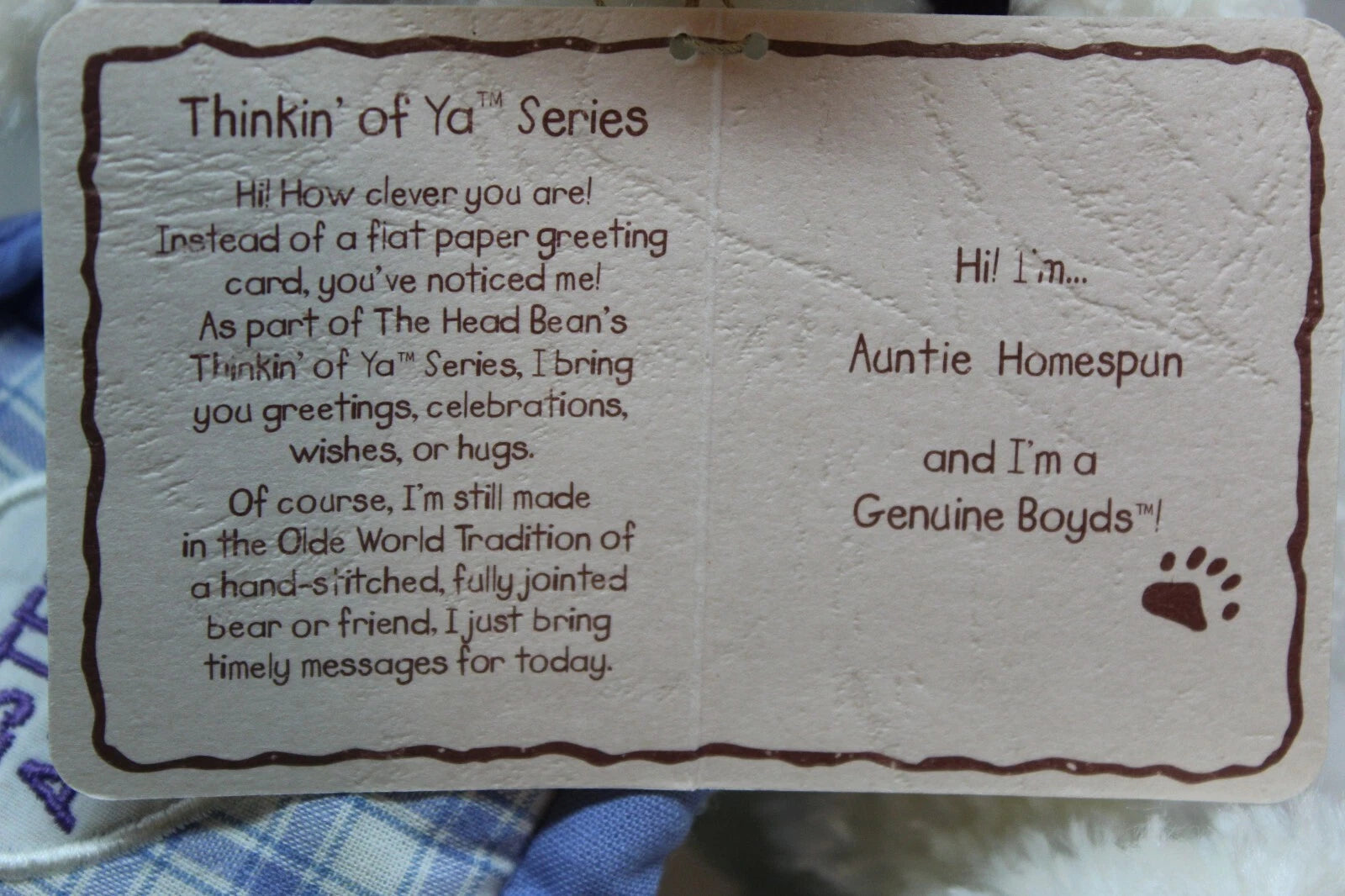 Boyds Bear Plush  Auntie  Quilt "Bestest Aunt"  903092 image 1