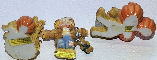 Cherished Teddies 1996 Mini Figurine Set of 3 A Pumpkin, Cornstalk, and a�Scarec image 3