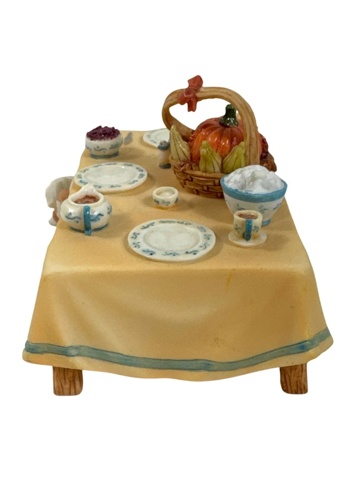 Cherished Teddies Thanksgiving Table Figurine With Dog # 141542. image 1