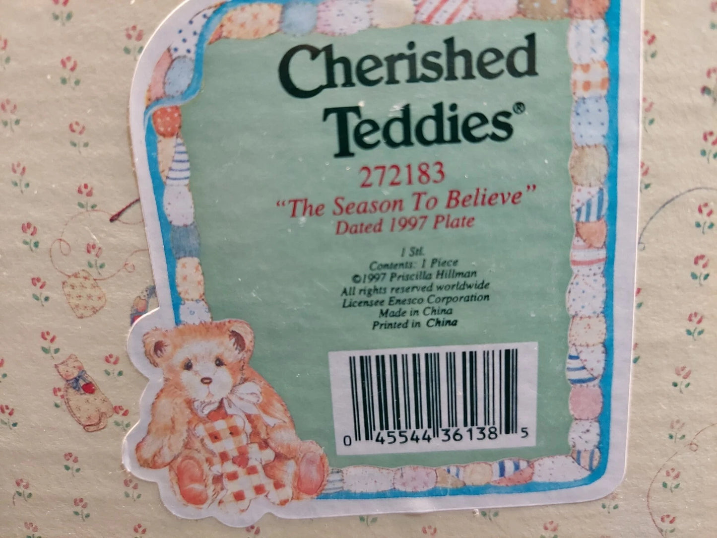Cherished Teddies The Season To Believe 272183 Christmas Bear Plate�1997 image 2