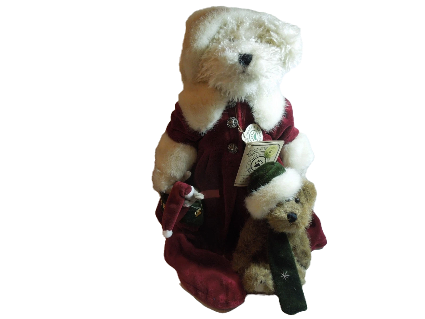 Boyds Mohair Tasha B Frostbeary 14" 900205  w. stocking and little bear image 0