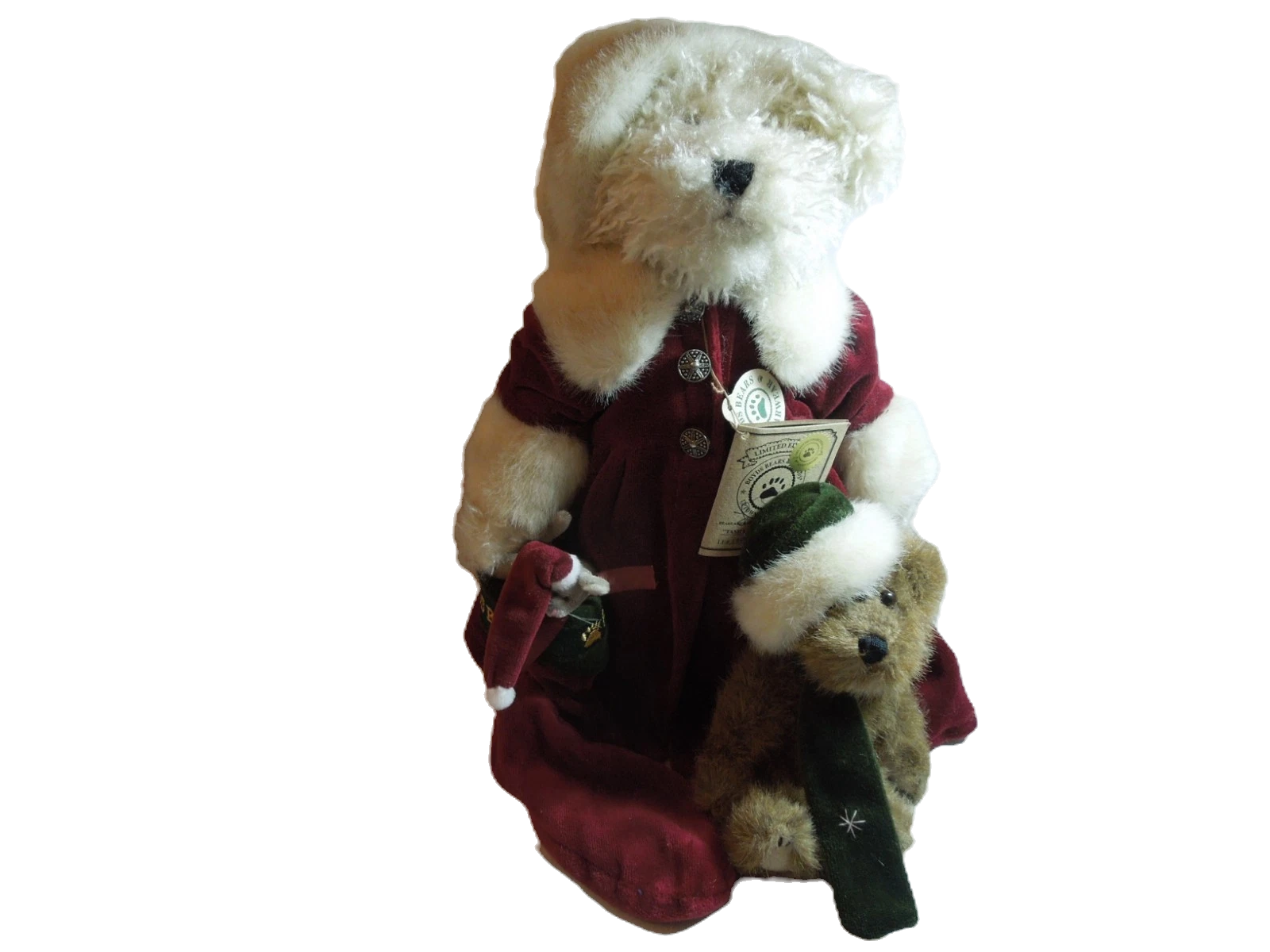 Boyds Mohair Tasha B Frostbeary 14" 900205  w. stocking and little bear image 0