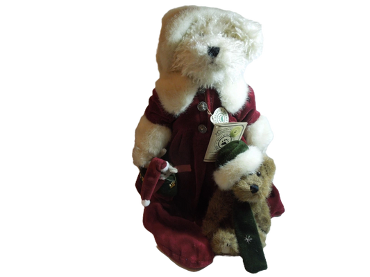 Boyds Mohair Tasha B Frostbeary 14" 900205  w. stocking and little bear image 0
