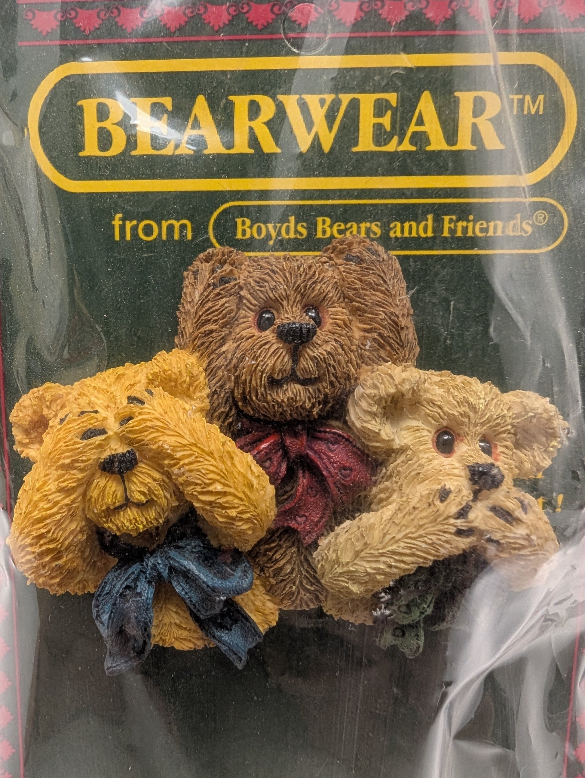 Boyds Pin Bearwear Pin Blink, Hush, and Shush  You know the Drill 26068 image 0